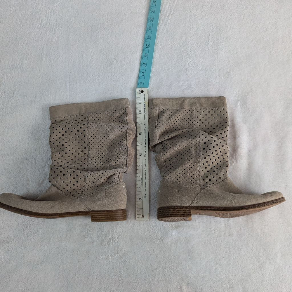 Toms Serra Oxford Slouch Tan Perforated Pull On Boots - Size 9.5 - Picture 2 of 8